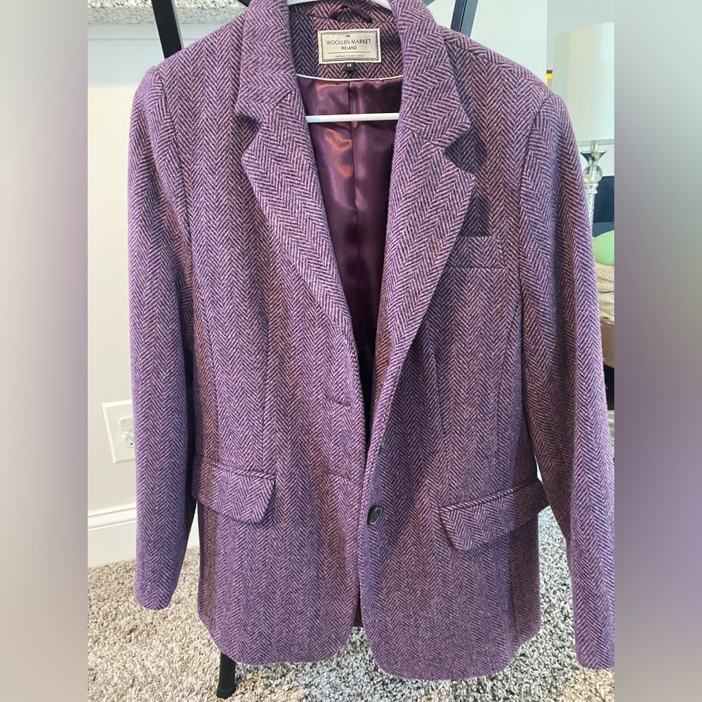 NWT Purple Wool Women’s Blazer Size 14 Irish Wool
